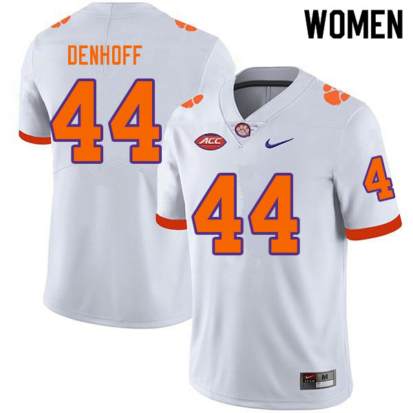 Women #44 Cade Denhoff Clemson Tigers College Football Jerseys Sale-White